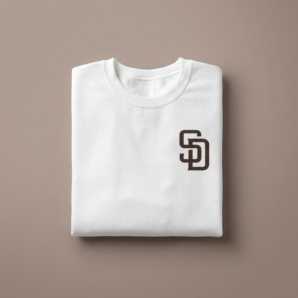 Gildan White Crewneck Sweater with San Diego Padres Logo